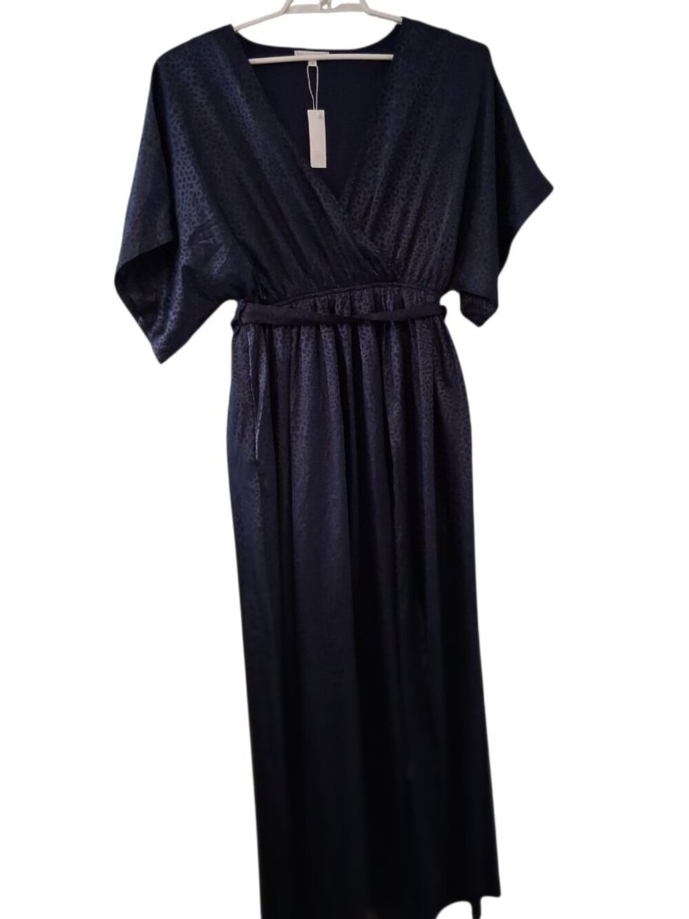 Baltic Born nwt Savannah Dress womens Large navy leopard satin kimono maxi